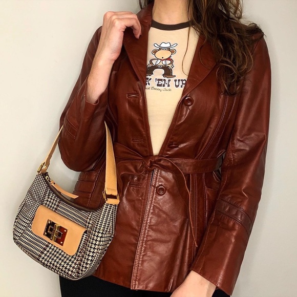 Ralph Lauren Vintage Houndstooth Shoulder Bag Mini Bag Glen Plaid Black Tan Gold - Picture 6 of 13